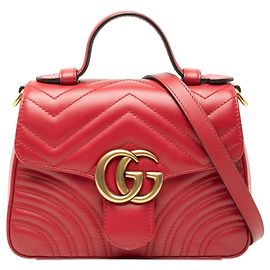 Bolso de mano Gucci Mini GG Marmont de piel acolchada roja Roja