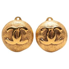 Boucles d'oreilles clips Chanel CC plaquées or Doré