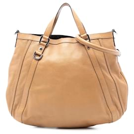 Bolso Satchel Gucci Abbey de cuero Tan con anilla D Camello