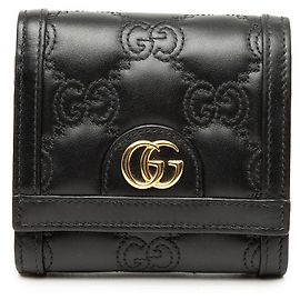 Black Gucci GG Matelasse Calfskin Card Case Wallet Small Wallets Black