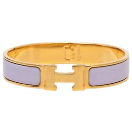 Bracelet Hermès Clic H Narrow en émail violet PM Violet