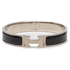 Pulsera Hermès Clic Clac H Narrow de esmalte negro PM Negro