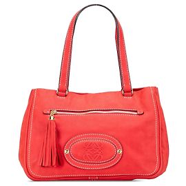 Bolso de hombro LOEWE Nubuck Anagram Madrid con flecos rojo Roja