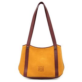 Sac à épaule Anagram LOEWE en daim jaune Jaune