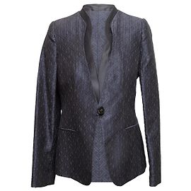 Navy Giorgio Armani Jacquard Single-Button Blazer Size IT 46 Blue