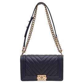 Borsa Chanel Medium Boy Bag Navy Blu