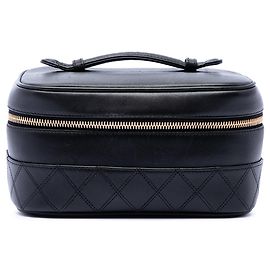 Black Chanel CC Quilted Lambskin Vanity Case Black