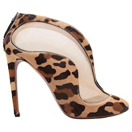 Alaïa Botins de salto Alaia em ponyhair com estampa de leopardo e mesh, Tan & Multicolor, Tamanho 39 Camelo