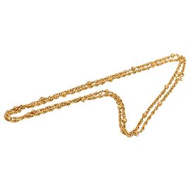 Collier long à chaîne avec stations Chanel CC plaqué or doré Doré