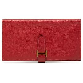 Cartera larga Hermès Bearn en Epsom roja Roja