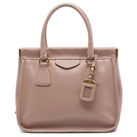 Brown Prada Saffiano Lucido Top Handle Frame Tote Brown