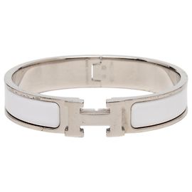 Pulsera Clic H PM estrecha de esmalte blanco Hermès Blanco