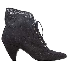 Black Laurence Dacade Pointed-Toe Lace Heeled Ankle Boots Size 37 Black