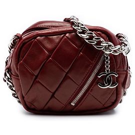 Bolsa Camera Chanel CC em pele de cordeiro acolchoada vermelha Vermelho
