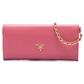 Borsa a tracolla Prada Saffiano Wallet On Chain Rosa Rosa