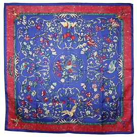 Lenço de seda Hermès Pierres D Orient Et D Occident Azul 90 Azul