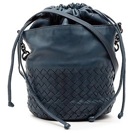 Borsa secchiello Bottega Veneta Intrecciato in Nappa blu Blu