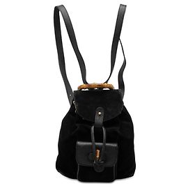 Black Gucci Suede Bamboo Backpack Black