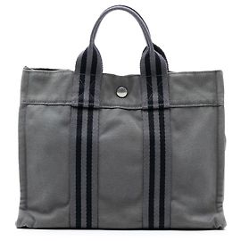 Hermès Canvas Fourre Tout PM Tote Bag Grau Grau