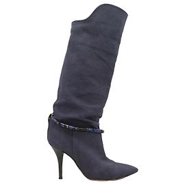 Blue Isabel Marant Canvas Knee-High Pointed-Toe Boots Size 39 Blue