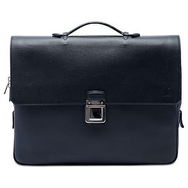 Blue Louis Vuitton Taiga Vassili PM Business Bag Blue