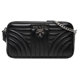 Sac crossbody Prada Mini Soft Calf Impunture Diagramme à double zip noir Noir