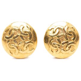 Orecchini a clip rotondi Chanel CC placcati oro D'oro