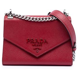 Borsa crossbody a busta monocromatica Prada Saffiano Cuir rossa Rosso
