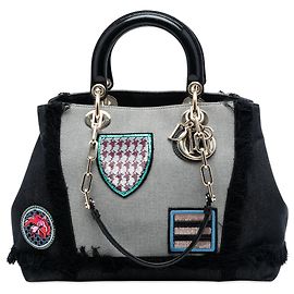 Black Dior Denim Patch D Light Satchel Black
