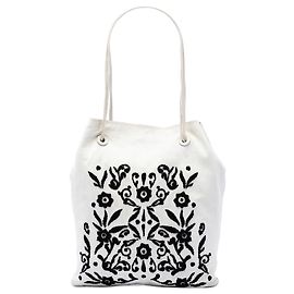 Bolso Tote Prada Nappa Ricamo Blanco Blanco
