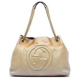 Sac Tote Soho Chain Medium en cuir de veau Ombré doré Gucci Doré