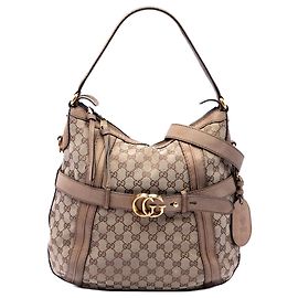 Bolso Running Satchel Gucci Medium de lona GG beige Beige