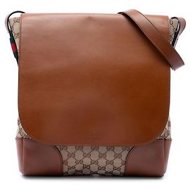 Borsa a tracolla Gucci GG Canvas e vitello beige Beige