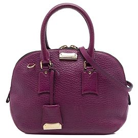Bolsa Bowling Satchel Heritage Orchard Burberry Small em couro de bezerro granulado Roxa Roxo