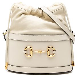 Borsa a secchiello Gucci 1955 Horsebit in pelle di vitello bianca Bianco