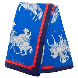 Foulard di seta Hermès Carrousel Blu 90 Blu