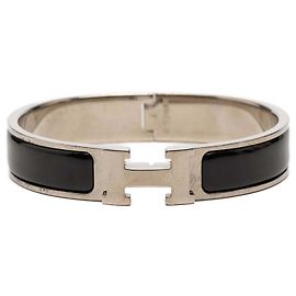 Hermès Clic H Armband PM schmal, Emaille Schwarz Schwarz