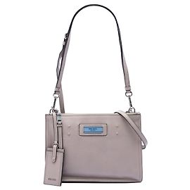 Bolsa Satchel Prada Glace Calf Etiquette Cinza Cinza
