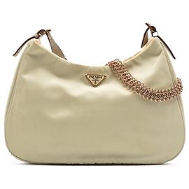 Bolsa de Ombro com Corrente Prada Tessuto Castanha Marrom