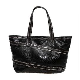 Autre Marque Saco Tote em Python com Tachas Preto Carlos Falchi Preto