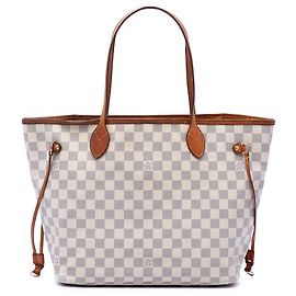 Borsa Tote Louis Vuitton Neverfull MM Damier Azur Bianca Bianco