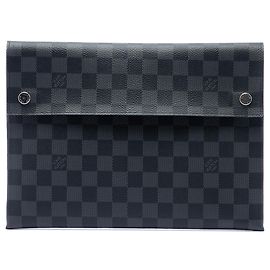 Black Louis Vuitton Damier Graphite Alpha Pochette GM Clutch Bag Black