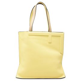 Tote Flip Fendi Medium Bicolor em Pele de Bezerro Lisa Amarela Amarelo