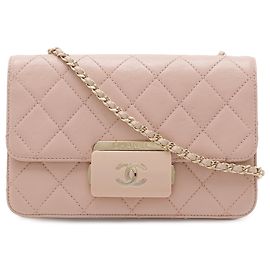 Mini borsa a tracolla Chanel Beauty Lock in pelle di pecora trapuntata rosa Rosa