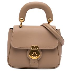 Bolsa de mão Satchel Burberry Mini Trench DK88 em couro de bezerro Bege Bege
