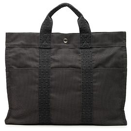 Gray Hermès Canvas Herline MM Tote Bag Grey