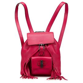 Pink Gucci Leather Bamboo Daily Backpack Pink