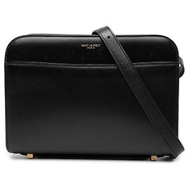 Borsa a tracolla Saint Laurent Reverse Satchel in pelle di vitello nera Nero
