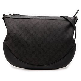 Bolsa Tiracolo Meia Lua Gucci Large GG em Denim Preto Preto