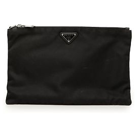 Clutch con zip Prada Tessuto nera Nero